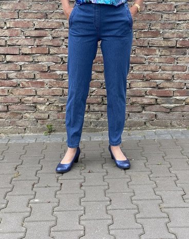 Collega Symposium Occlusie Mieke stone jeans broek met elastiek - winkeltsy