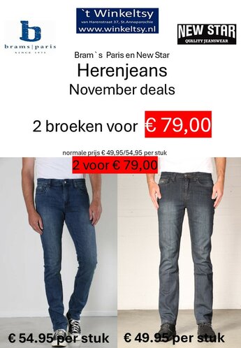 2 Heren jeans  voor € 79.00